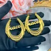 Hoop Huggie 65mm Earings Stainless Steel Bamboo Hoop Earrings Customized Name Earrings Bamboo Style Custom Earrings for Women Gift 230809