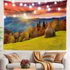 Tapisseries Tapisseries de lever de soleil naturel jaune doré paysage montagnes tenture murale tapisseries de forêt chambre salon décoration murale tissu