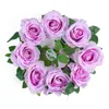 Decorative Flowers 9pcs Artificial Rose Wedding Car Decorations Door Handle Ribbons Silk Corner Flower Bridal Decor Supplies