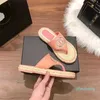 2023-Platform Sandalet Kadınlar Flip Flops Tweed Velvet Slayt Açık Ayak Ayakkabı Yatma Flats Üzerinde Kayma Plaj Mule Nakış Dikenleri Sneaker Sliders