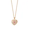 Naszyjniki wiszące urocze/słodkie różowe cyrkonowe skorupa kamienna naszyjnik w kształcie serca dla kobiet ekwencjonalny dławik wysokiej jakości biżuteria
