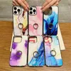 Gradient Marble Plating Ring Holder Case For iphone 15 14 13 12 Samsung Galaxy S23 S22 Ultra Plus A54 A34 A14 A24 A53 A13 5G 4G Electroplated Marble Soft Cover