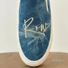 Casual Women Designer Sneakers Lofer Fashion Thick Bottom Denim Blue Canvas Washed Embroidered Letters