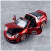 Auto modello Diecast 1 32 Porsche 911 917 Auto in lega Miniatura Targa Convertible Supercar for Children Reg Regic Metal Kid Toys Boys D Dhybt Dhybt