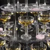 Vingglasögon Tre lager Champagne Tower Cup -konsol för bröllopsfest förtjockad akrylfirande Öppningstillbehör