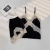 Women's Sleepwear Senior Black Pajama Women Summer Thin Ice Silk Nightsuit Lace Halter Shorts Sexy Home Wear With Chest Pad