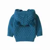 Jackor Muply Autumn Winter Clothing Newborn Baby Boy Girl Children's Solid Hooded Sweater Wool Ball Sticked Jacket 024m x0811