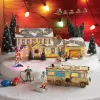 밝은 조명 건물 크리스마스 산타 클로스 자동차 하우스 마을 휴가 차고 장식 Griswold Villa 홈 데스크톱 인형