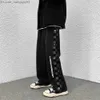Erkekler Kot Pantolon Günlük Retro Cep Giyim Düz Bacaklar Erkek Sokak Giyim Popüler Harajuku Büyük Boy Pantolon Z230816