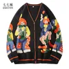 Men's Sweaters Christmas Knitted Sweater Men Cardigan Oversized Streetwear Knit Jumpers Funny Clown Print Cotton Harajuku Knit Coats Unisex 230810