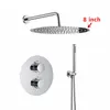Brass Shower Faucets 8-12" Rainfall Shower Head Bathroom Shower Set Diverter 2 Functions Thermostatic Valve Shower System