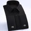 Men's Dress Shirts French Cuff Shirt 2021 Brand Long Sleeve Formal Business Men Casual Black Social With Cufflinks 6XL225r