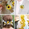 Fiori decorativi 50pcs teste di girasole artificiale Tessuto per decorazioni per matrimoni mazzi artigianali per bouquet fai -da -te