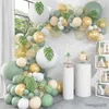 Guirlande de ballons en or vert blanc, décoration de Jungle, décor d'anniversaire, de mariage pour enfants, de réception-cadeau pour bébé
