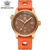 Zegarek zegarek SD1949S Steldive Brand NH35 Automatyczny ruch C3 Zielone świetliste brązowe tarcze 42 mm nurkowe zegar ze skórzanym paskiem