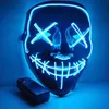 Nuova luminosa Neon El Wire Party Mask Halloween Flashing Purge Horror Maschera luminoso Masquerade spaventoso HKD230810