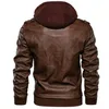 Men's Jackets Men's Leather Jacket Fall and Winter Casual Biker Leather Jacket Removable Men's Hooded Jacket 230810