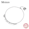 Anklets Modian äkta 925 Sterling Silver Oval Light Tassel Anklet for Women Fashion Armband Foot Chain Fine Jewelry Accessories 230810