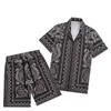 Geometrischer Druck kurzarmes Hemd Lose Shorts Anzug Tracksuits für Männer Sommer Hawaii Outfits Sets zweiteilige Bluse-Hosen SetM-3xl