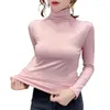 Women's T Shirts Autumn Korean Fashion Solid Loose Y2K T-shirt Woman Winter Turtleneck Fleeve Skinny Vintage Tee Shirt Femme Sexy Clothes