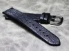 Посмотреть полосы черная кожаная полоса часовых страусов 14 16 18 19 20 21 22mm Ultrathin Leather Strap