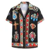 Men's Casual Shirts Shirt For Men Fasion Style Loose Short Sleeve Ethnic Vintage Print Button Down T-Shirt258V