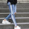 Jeans masculins de la mode américaine européenne, pantalon hip hop blanc bleu clair, jeans skinny jeans détruit Homme 2732 déchiré