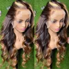 180%densità 28 pollici da 30 pollici Honey Body Wave 13x4 HD Front Human Hair Wigs Remy ombre color onde ondulate parrucche frontali per donne