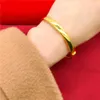 Bangle Real Gold Wietnamese Sarge Bransoletka Kobiety Prosty otwarty gładki długotrwały kolor Euro Miedziana biżuteria