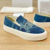 Casual Women Designer Sneakers Lofer Fashion Thick Bottom Denim Blue Canvas Washed Embroidered Letters