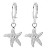 Dingle örhängen mode 925 Stamp Silver Color Street Starfish for Women Ear Clip High Quality Jewelry Christmas Gift