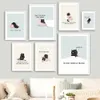 Canvas Painting Cute Black Cat Eat Foods Funny Cartoon Animal Posters Nordic Wall Art Prints Pictures For Living Room Girls Bedroom Home Decor No Frame Wo6