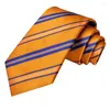 Bow Ties Hi-tie Designer w paski pomarańczowy niebieski krawat jedwabny krawat dla mężczyzn marka mody marka świąteczna przyjęcie podręcznikowe mankiety hurtowe