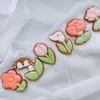 Bakning formar 3D Flower Cookie präglad Cutter Mold Tulip Happy Mother Day Fondant Biscuit Cake Decorating Kitchen Tools