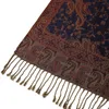 Halsdukar pashmina silkes halsdukar sjal wrap paisley jacquard blommor gränser rave 2 lager reversibla rave tofsar för kvinnor 70x180cm 200g 230811