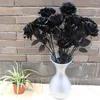 Decorative Flowers 10Pcs Halloween Black Artificial Flower Rose Bouquet For DIY Wedding Party Home Christmas Room Decor Peony Fake