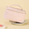 Cosmetic Bags Cases Makeup for Women Travel Toiletry Cute Bag Portable Solid Color Organizer Box Neceser PU Leather 230810