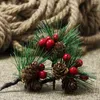 Decorative Flowers 10Pcs Artificial Flower Red Pine Cone Branches For Wedding Christmas Decoration DIY Valentine's Day Gift Box Craft