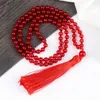 Pendant Necklaces 108 Mala Carnelian Beaded Necklace Women Men 6mm Natural Stone Health Protection Energy Tassel Yoga Jewelry Prayer Gift