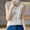 Women's Tanks Camisole Sleeveless Wool High Quality Knit Vest Spring/Summer V-Neck Casual Comfort Solid Color Basic Close-fitting Top