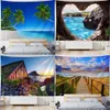 Tapestries Customizable Sea Coconut Landscape Printing Tapestry Home Background Fabric Room Decoration Art Yoga Sheet Beach Mat R230811