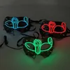 Popüler Neon Cadılar Bayramı Yarım Yüz Maskesi Işık LED Işık Top Maskeli Maskesi Aydınlatma Cadılar Bayramı Partisi Parlayan Maske Props HKD230810