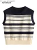 Kobiety Sweters Women's Sweter Tank Spring 2023 Krótki luźny dzianinowy rękawy kobiet jesienne damskie.