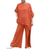 Pantalones de dos piezas para mujeres Traje de otoño para mujeres 2023 Lino de algodón Moda de lino de algodón
