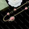 Colliers Vintage en diamant rose, longs pendentifs de styliste, colliers en or avec lettres imbriquées, bijoux