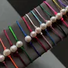 Pulseras de encanto Cadena de cuerda colorida Barroque Pearl Friendship For Women Girl Big Potato Real Natural Natural Agua Ambiente Pulsera