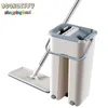 MOPS Magic Spray Cleaning Hand Spin Microfiber Mop med hink rena gratis plattpress Hem Kök golvet Konco 230810