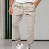 Men's Pants Cargo Soft Casual With Elastic Waist Drawstring Ankle-banded Pockets For Comfortable Commute Outdoor