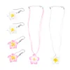 Necklace Earrings Set Hawaiian Plumeria Theme Jewelry Party Earring Luau Hair Jewels