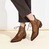 2023 Automne et hiver Nouvelle mode Français Bottes courtes courtes Femme Mid Talon Femme Lacet Up That Het Talon et Ankle Martin Boots 230811